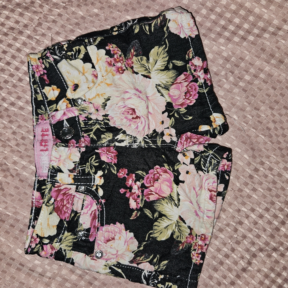 Pink Latte Floral Jean Shorts
